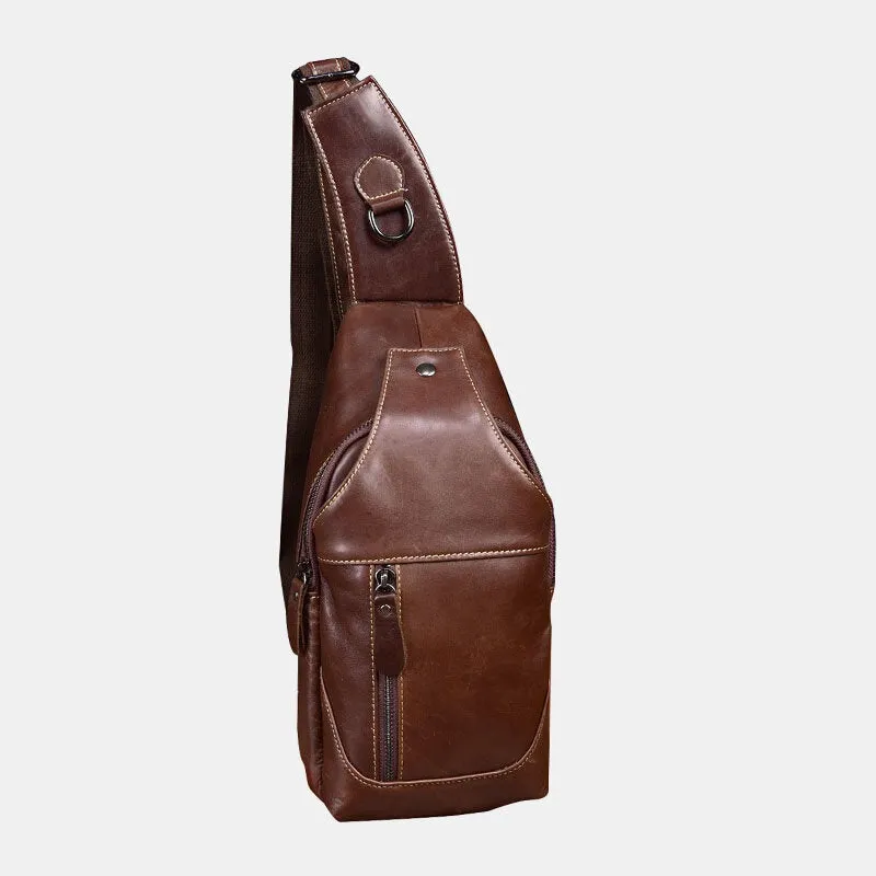 Men Genuine Leather First-layer Bag Casual Multi-carry Shoulder Chest