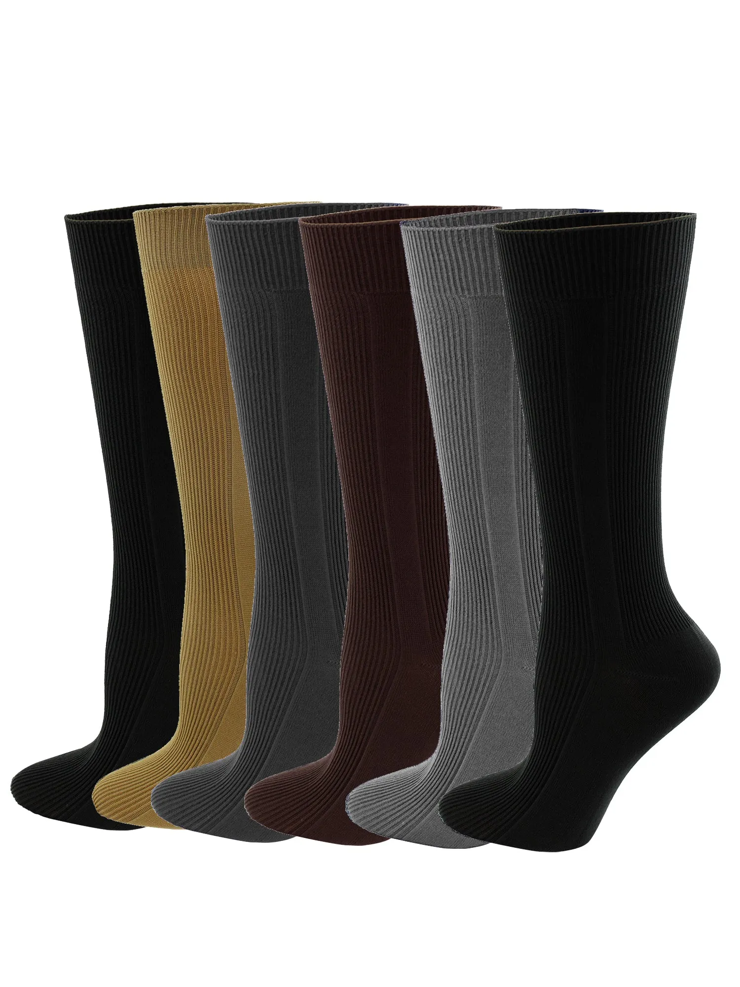 Mens 6 Pack Neutral Color Cool Comfort Lightweight Thin Dress Socks