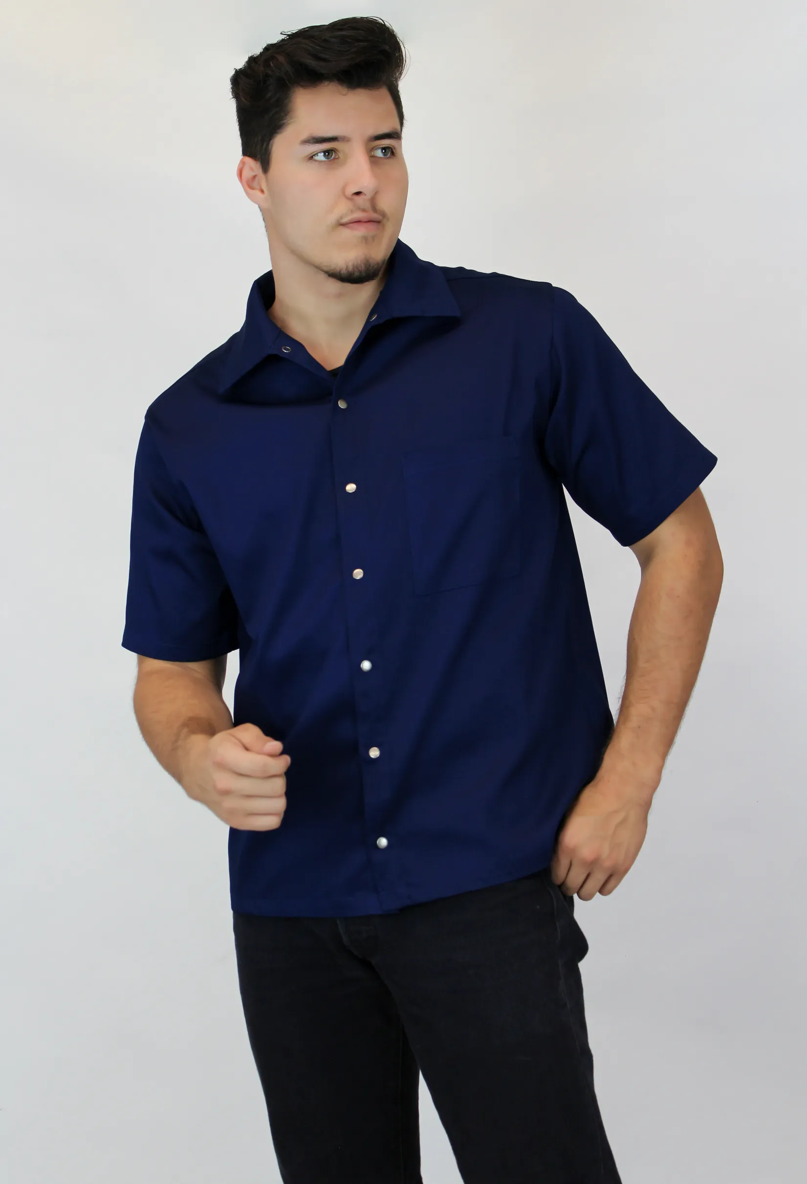 Men's Blue Classic Cars Edition Embroidered Short-Sleeve Top