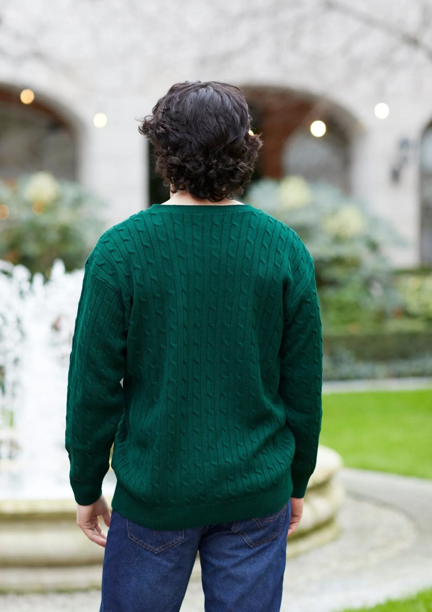 Mens Cable Jumper -Green