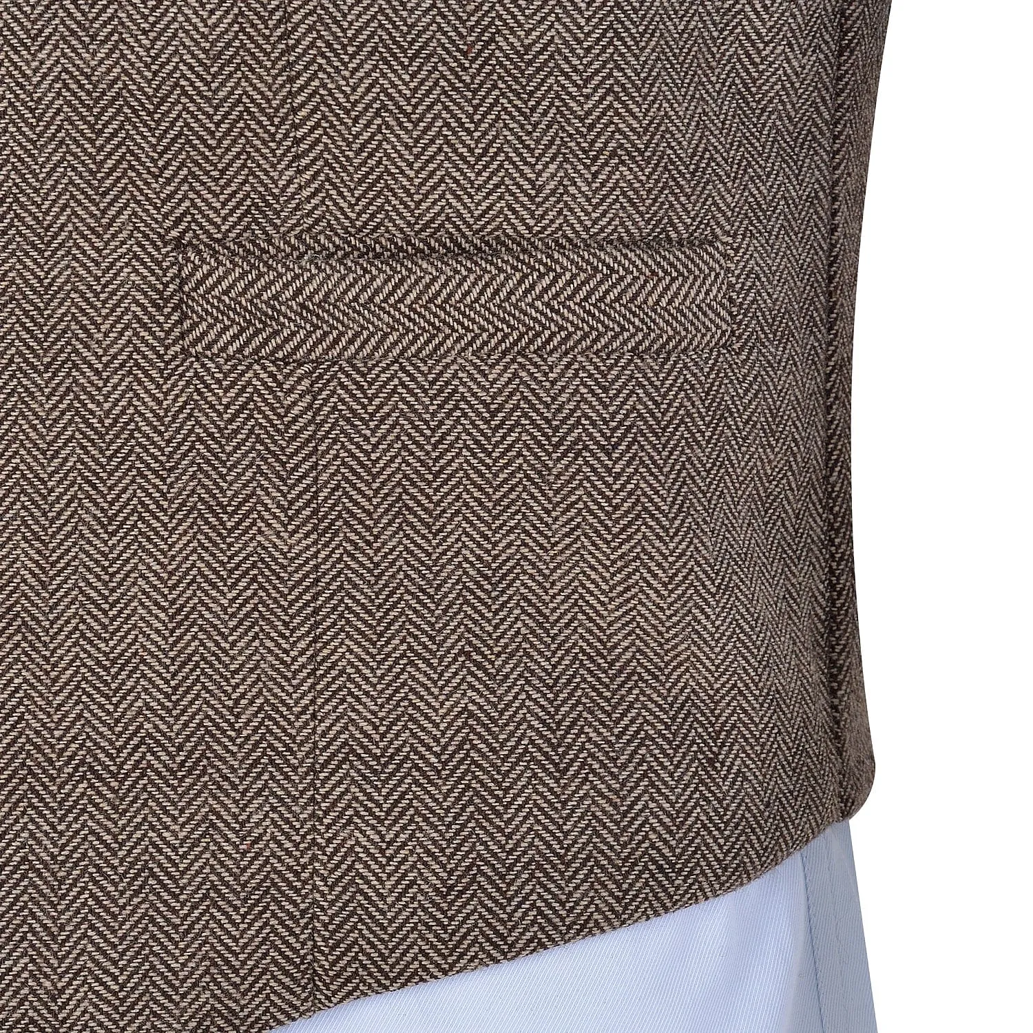 Men's Fashion Herringbone V Neck Tweed Waistcoat For Business