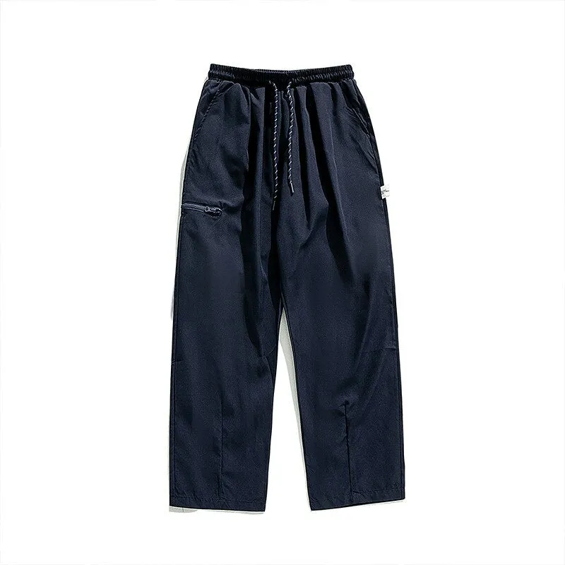 Men's Oversized Y2K Clothes Navy Cargo Baggy Wide Leg Pants Trousers Drawstring Streetwear Sweatpants Tactical Trousers For Men