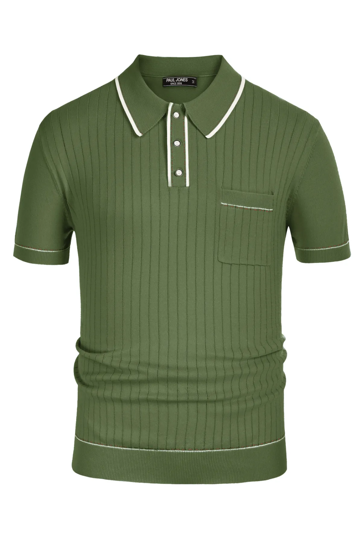 Men's Short Sleeve Knit Button Polo Shirts Casual Pullover Golf Shirt with Pockets