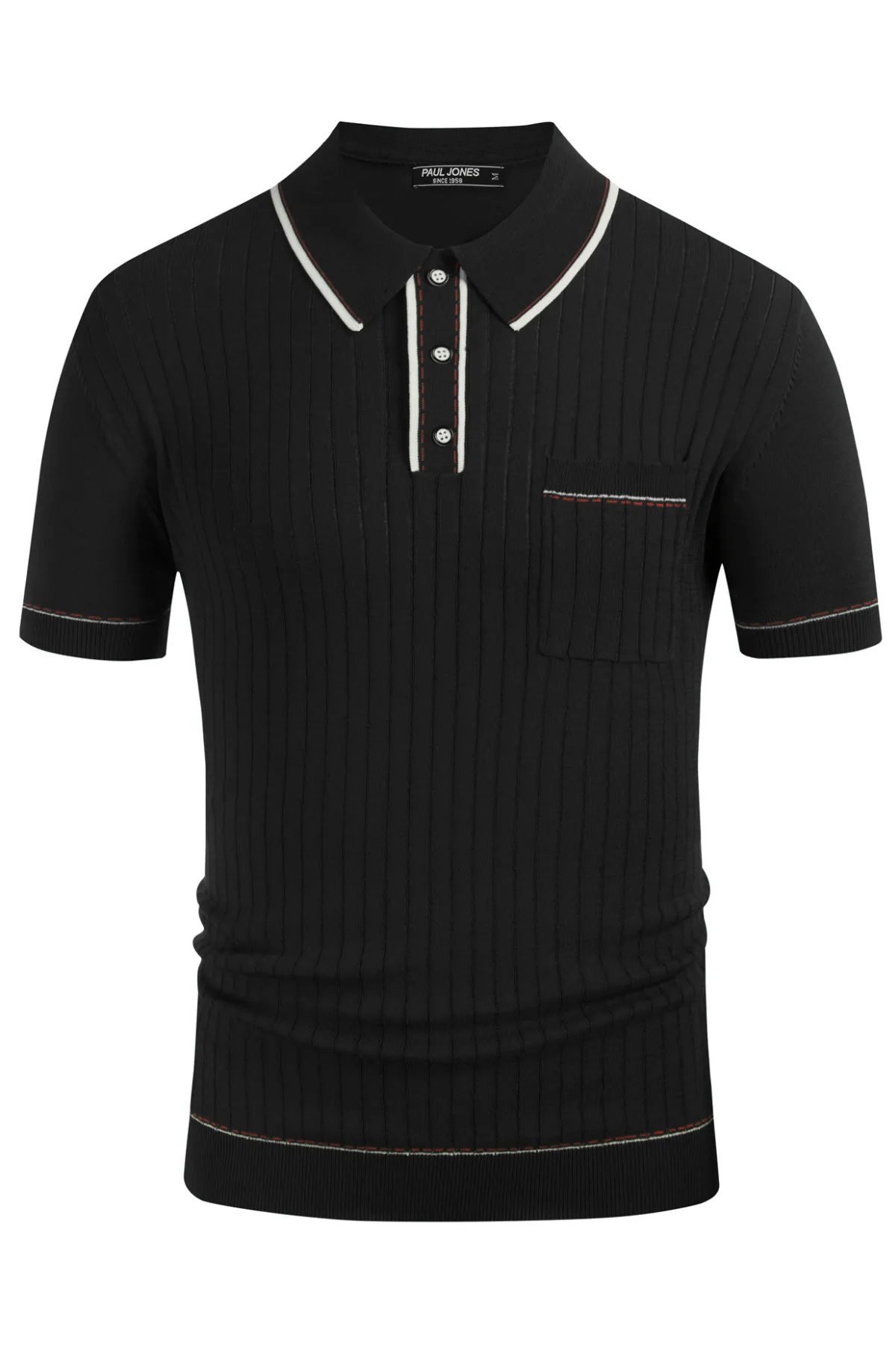 Men's Short Sleeve Knit Button Polo Shirts Casual Pullover Golf Shirt with Pockets