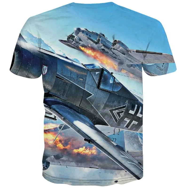 Military T-shirt Men War T-shirts Graphic Flame Tshirts Casual Sky T shirts Funny