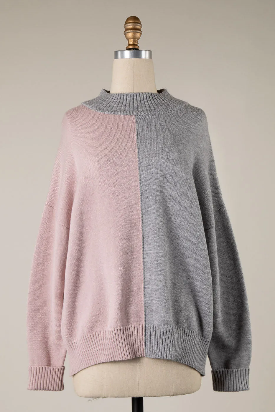 MOCK NECK COLOR BLOCK KNIT SWEATER 1 PACK