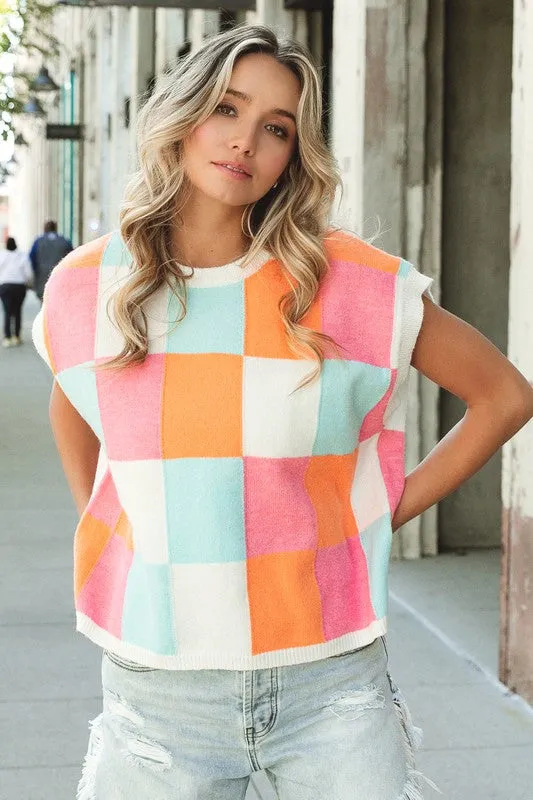 Multi-Color Checker Sweater Vest - online exclusive