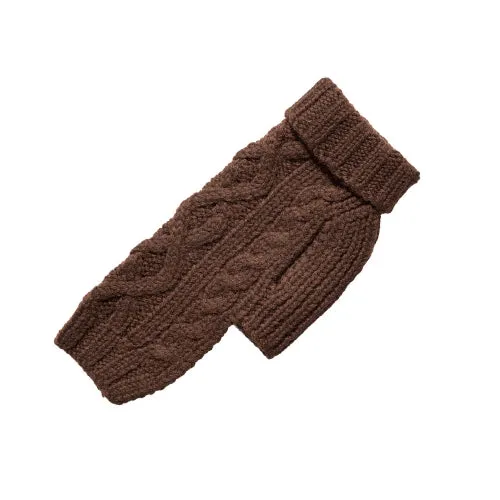 Nantucket Cable Knit Wool Sweater — Chocolate