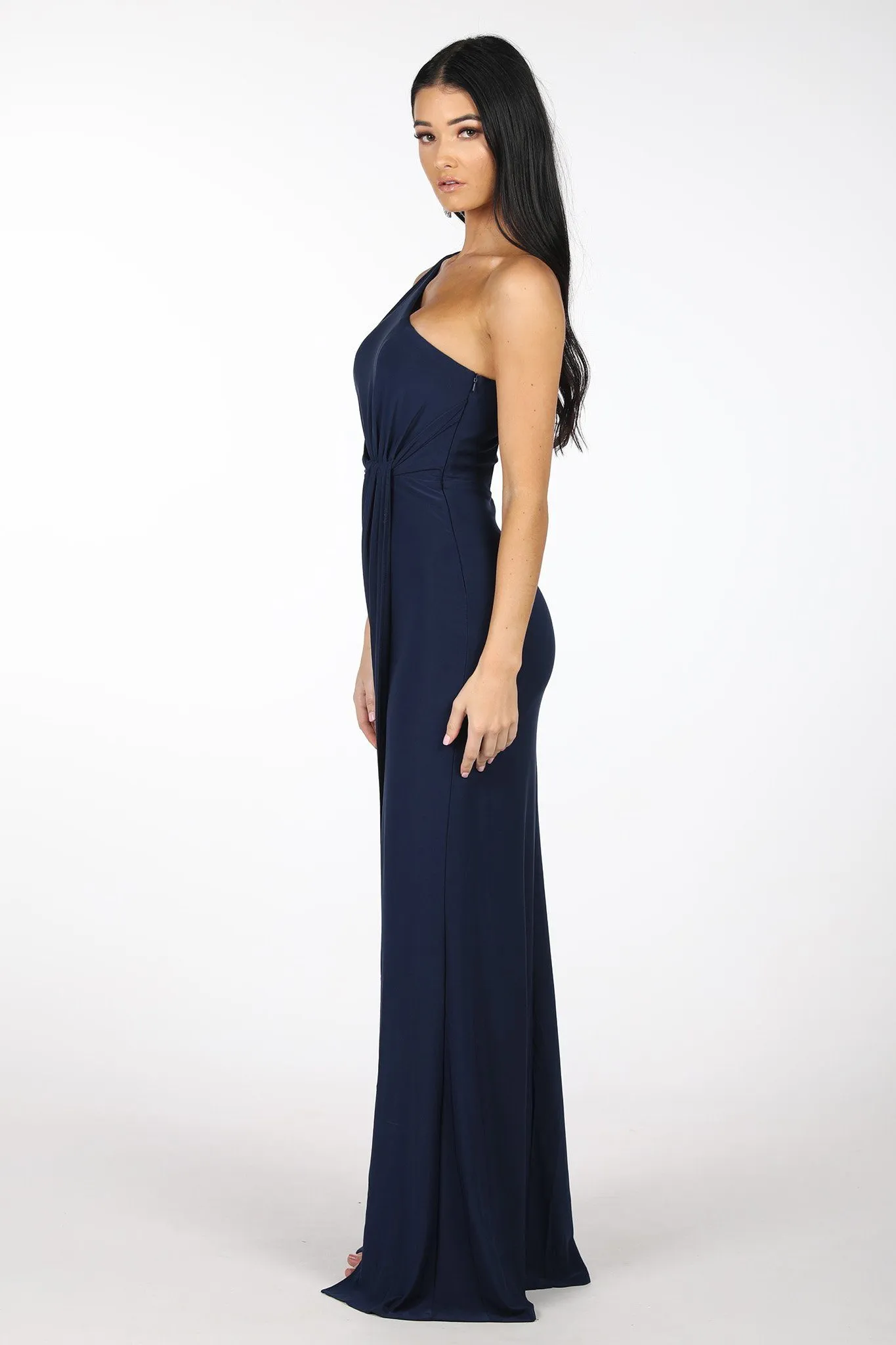 NELIA One Shoulder Maxi Column Dress - Navy