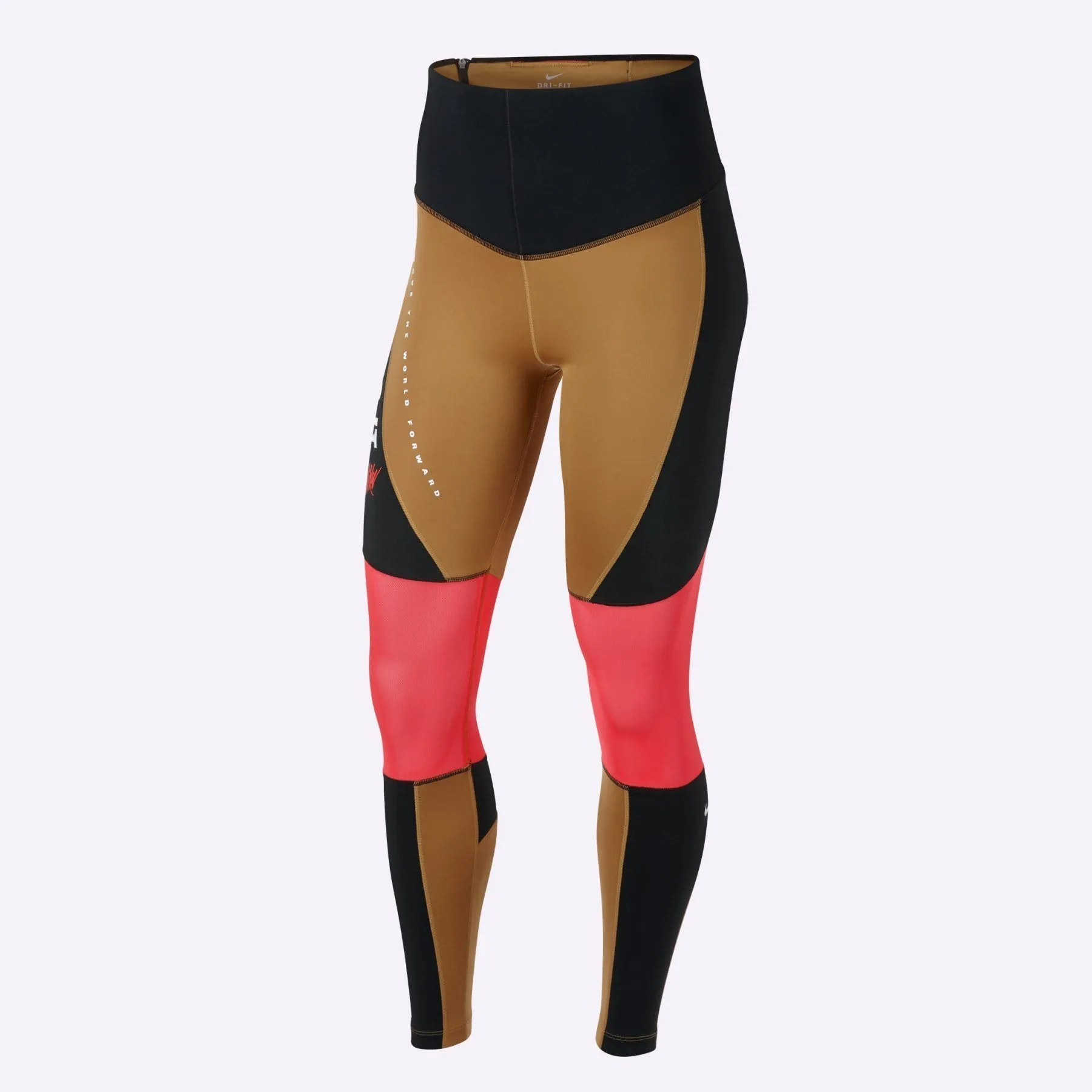 Nike - Dri-FIT Power Women's Graphic Training Tights - Wheat/Black/Ember Glow/White