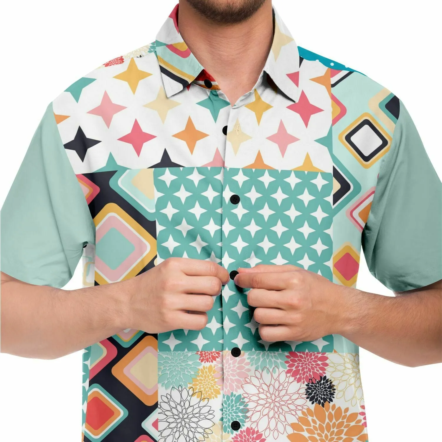 Old Miami Polka Dot Patchwork Button Down Shirt