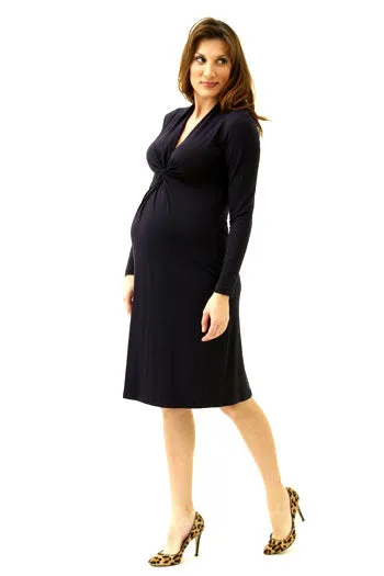 Olian Twisted V Neck Maternity Dress Black And Purple