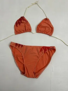 Orange adjustable 90s y2k vintage cotton bikini set (S/M)