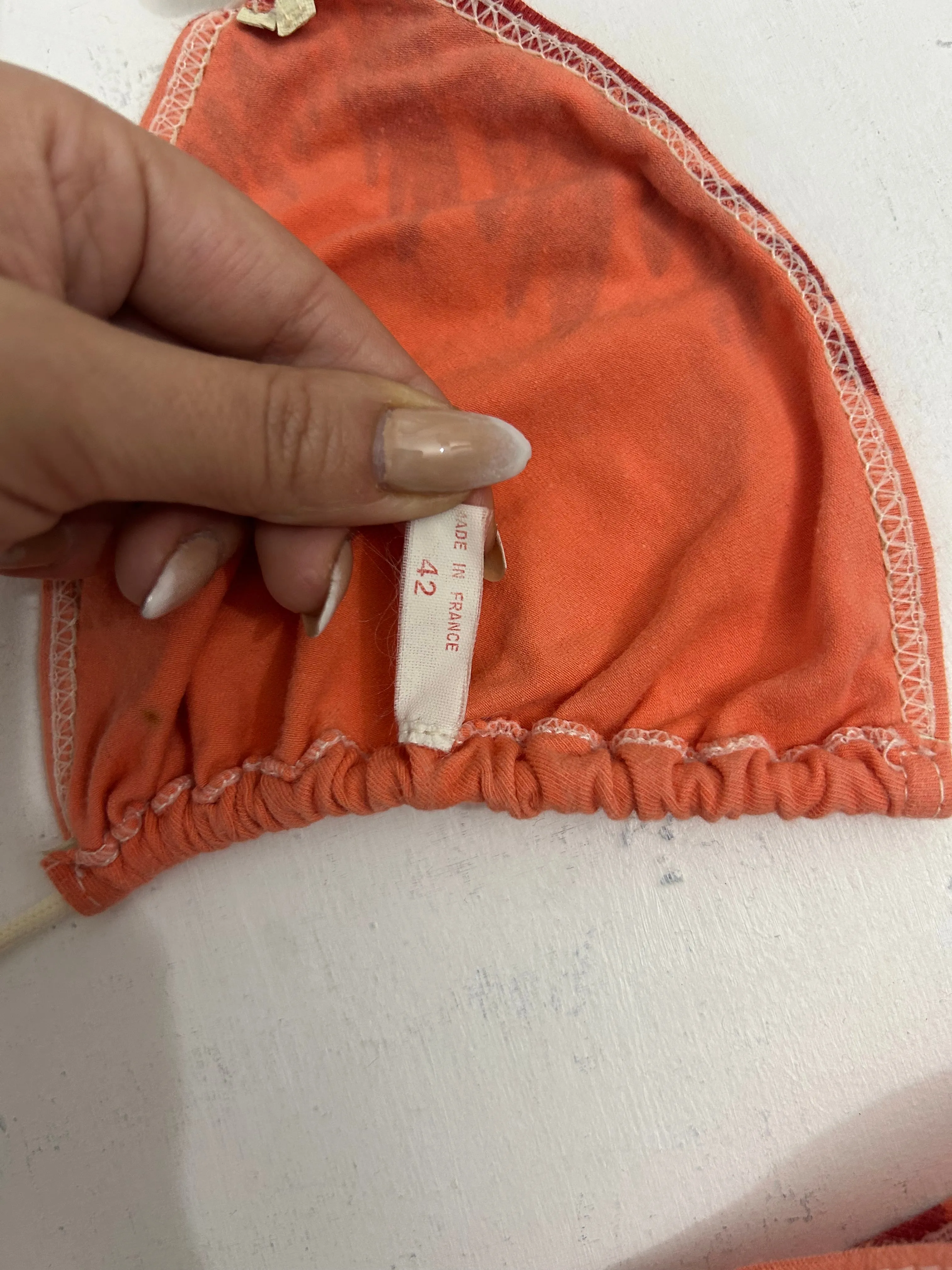 Orange adjustable 90s y2k vintage cotton bikini set (S/M)