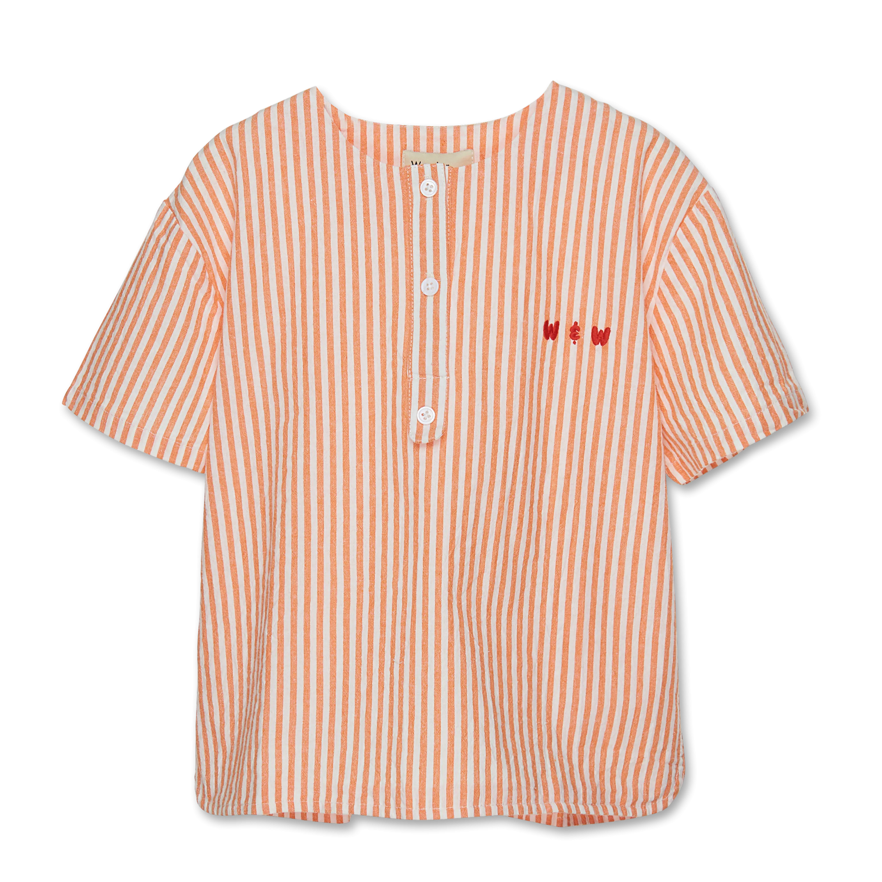 ORANGE STRIPE HENLEY TOP