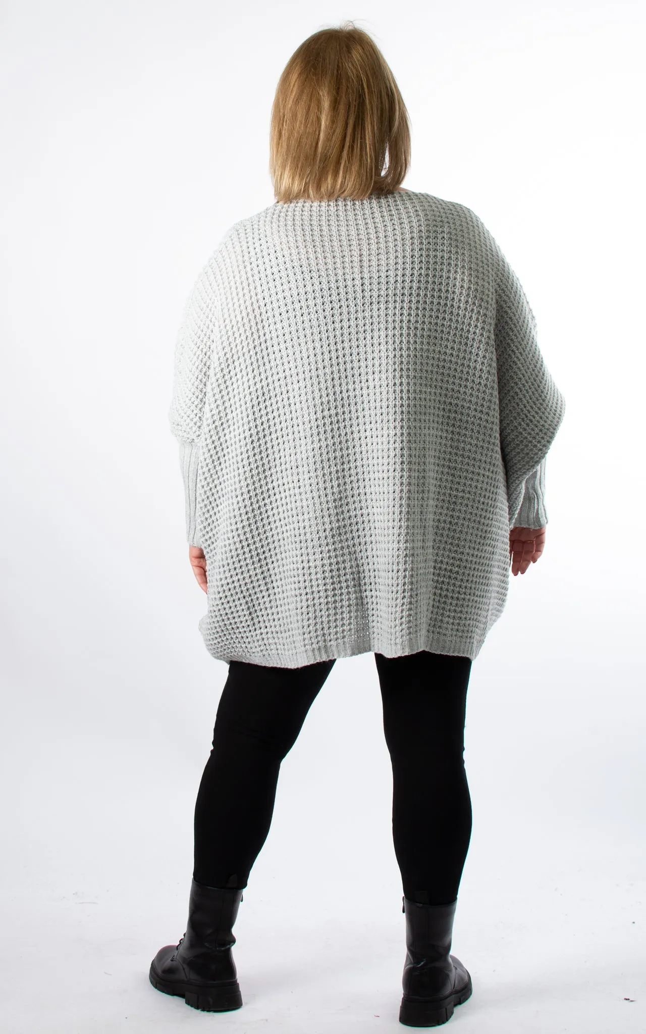 Oversized Chunky Knit Jumper | Foil Brush Stroke | Grey