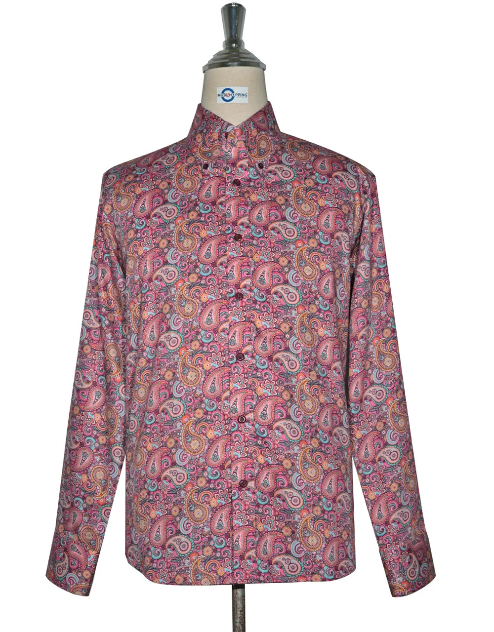 Paisley Shirt - 60s  Style  Pink Paisley Shirt