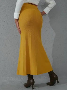 Plain High Waist Long Women Sweater Skirt