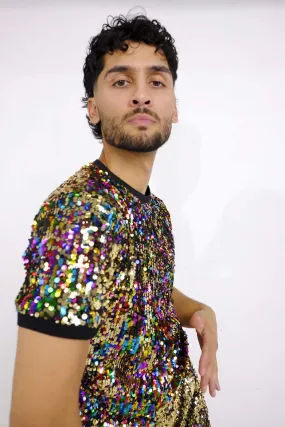 RAINBOW GOLD SEQUIN T-SHIRT