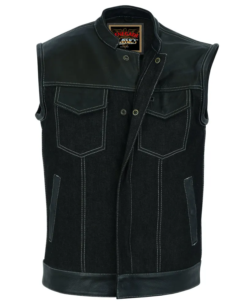 RC900 Men's Leather/Denim Combo Vest