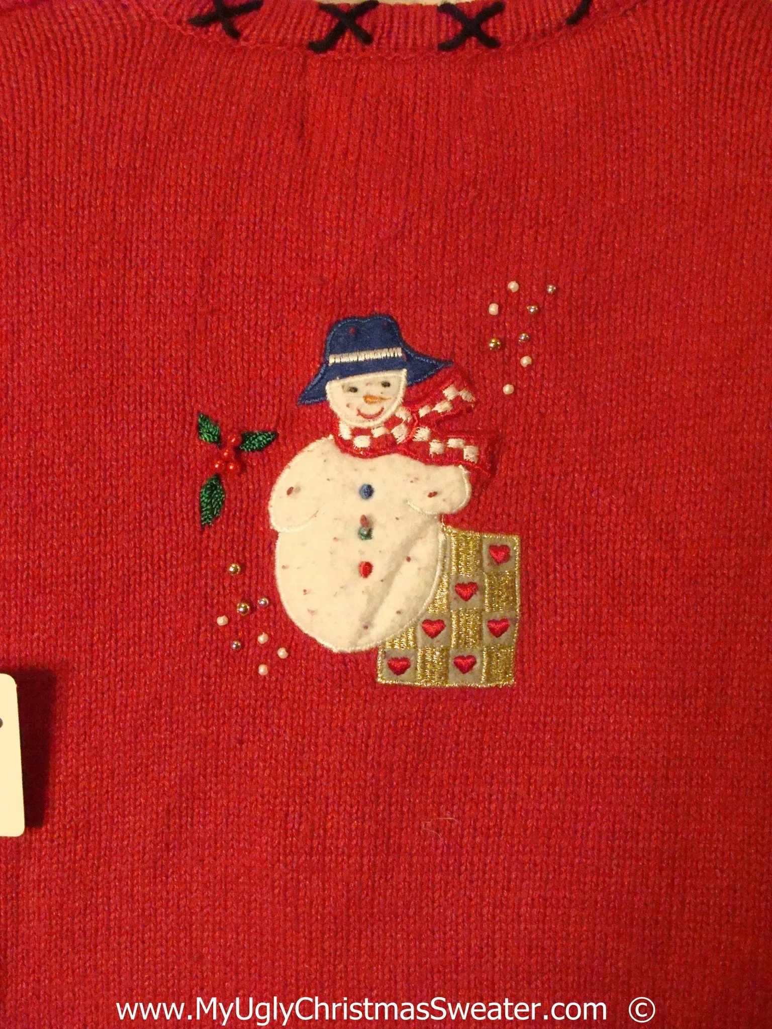 Red Crafty Christmas Sweater Vest with Snowmen