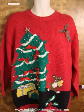 Red Festive 80s Ugly Christmas Sweater