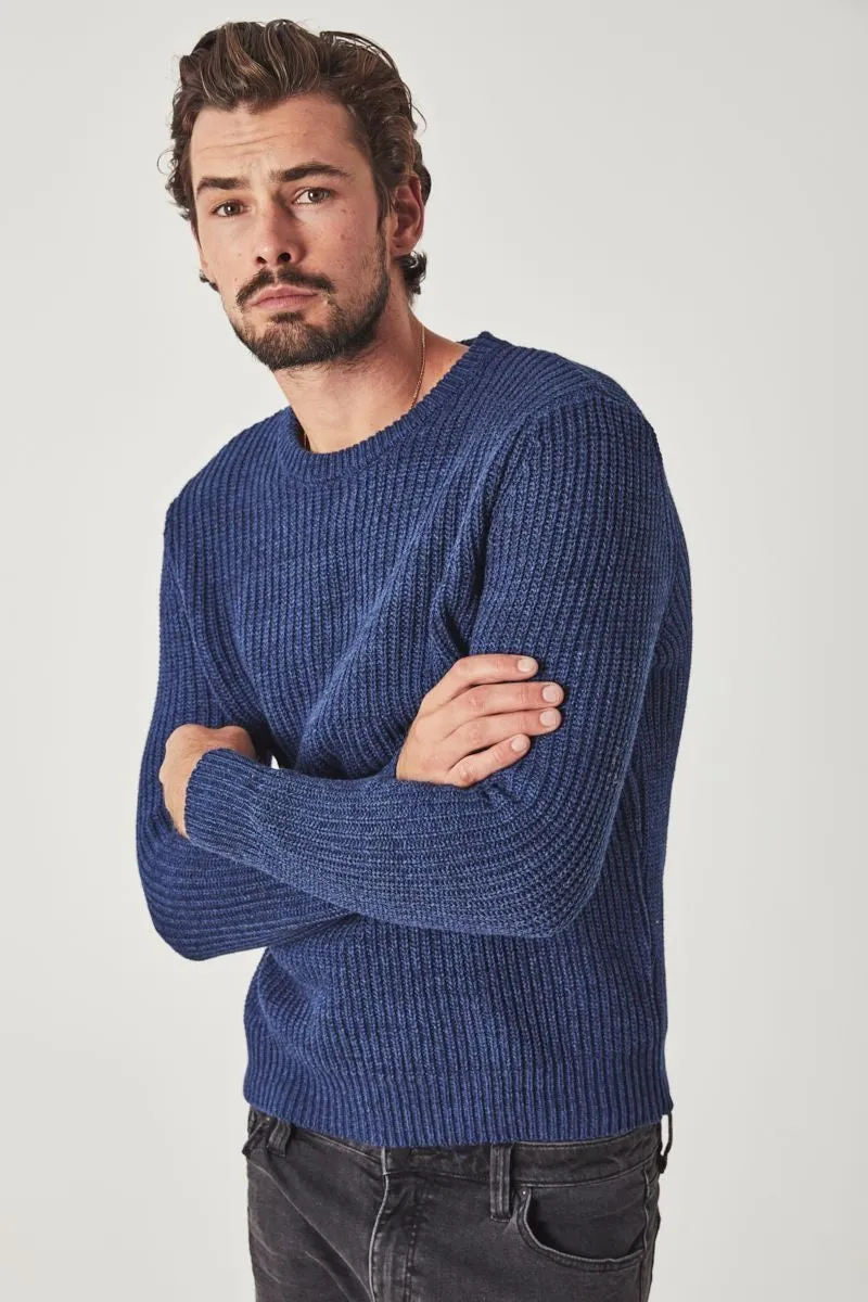 Rollas MENS ROLLA'S CREW KNIT - BLUE MELANGE