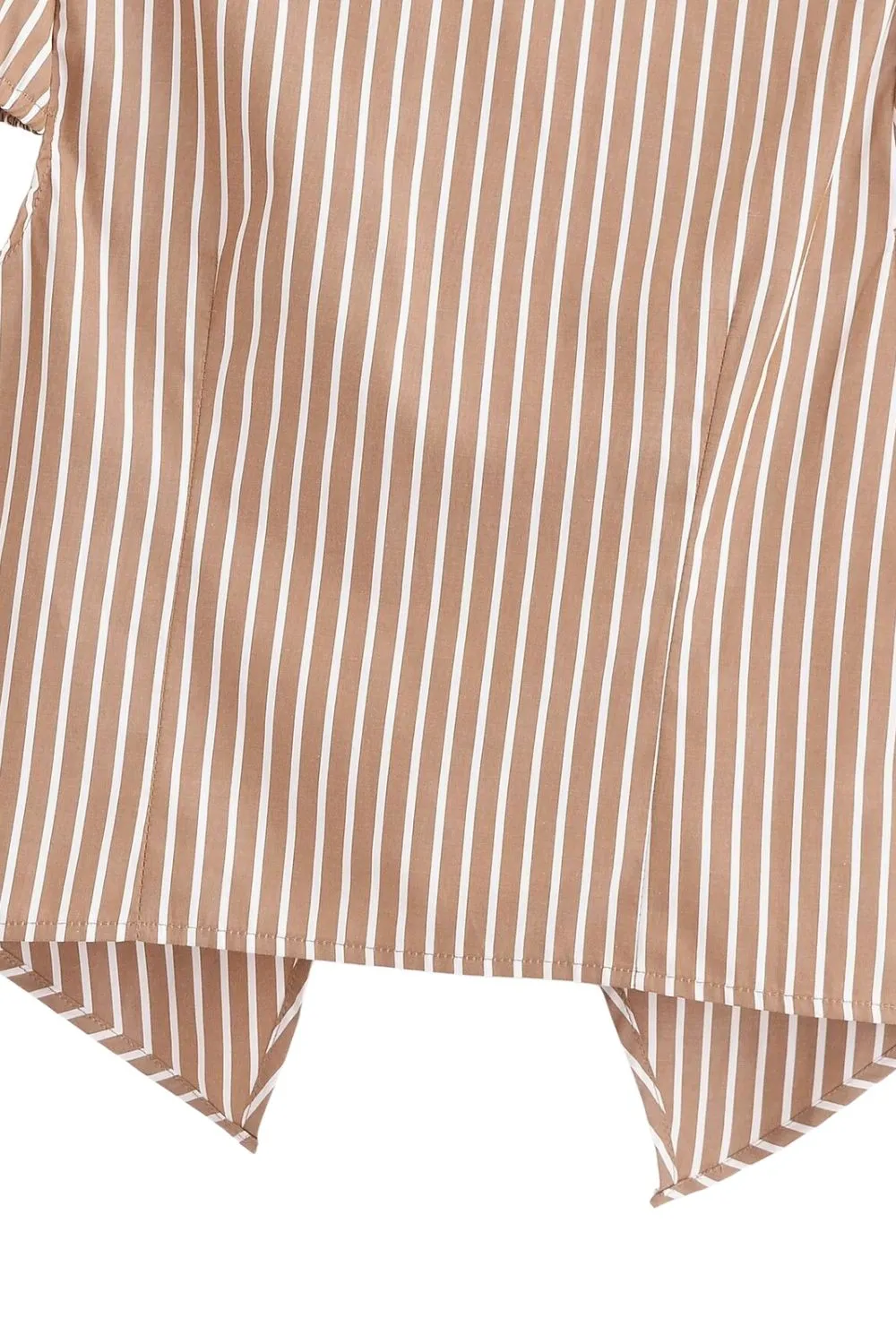 'Rosie' Short Sleeve Turn-down Collar Brown Striped Vest