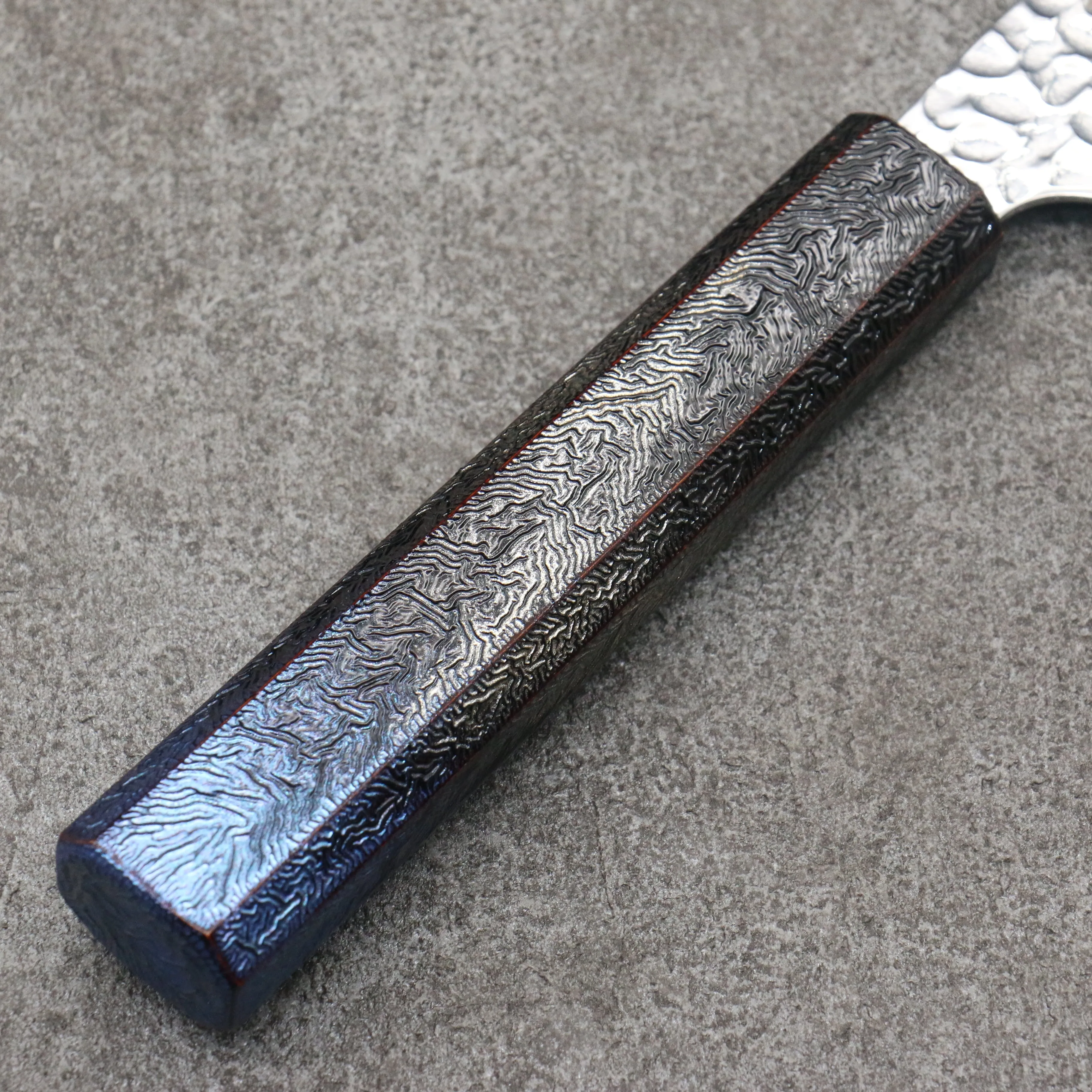 Sakai Takayuki Rinnou VG10 33 Layer Damascus Kengata Santoku 160mm Blue Lacquered Handle