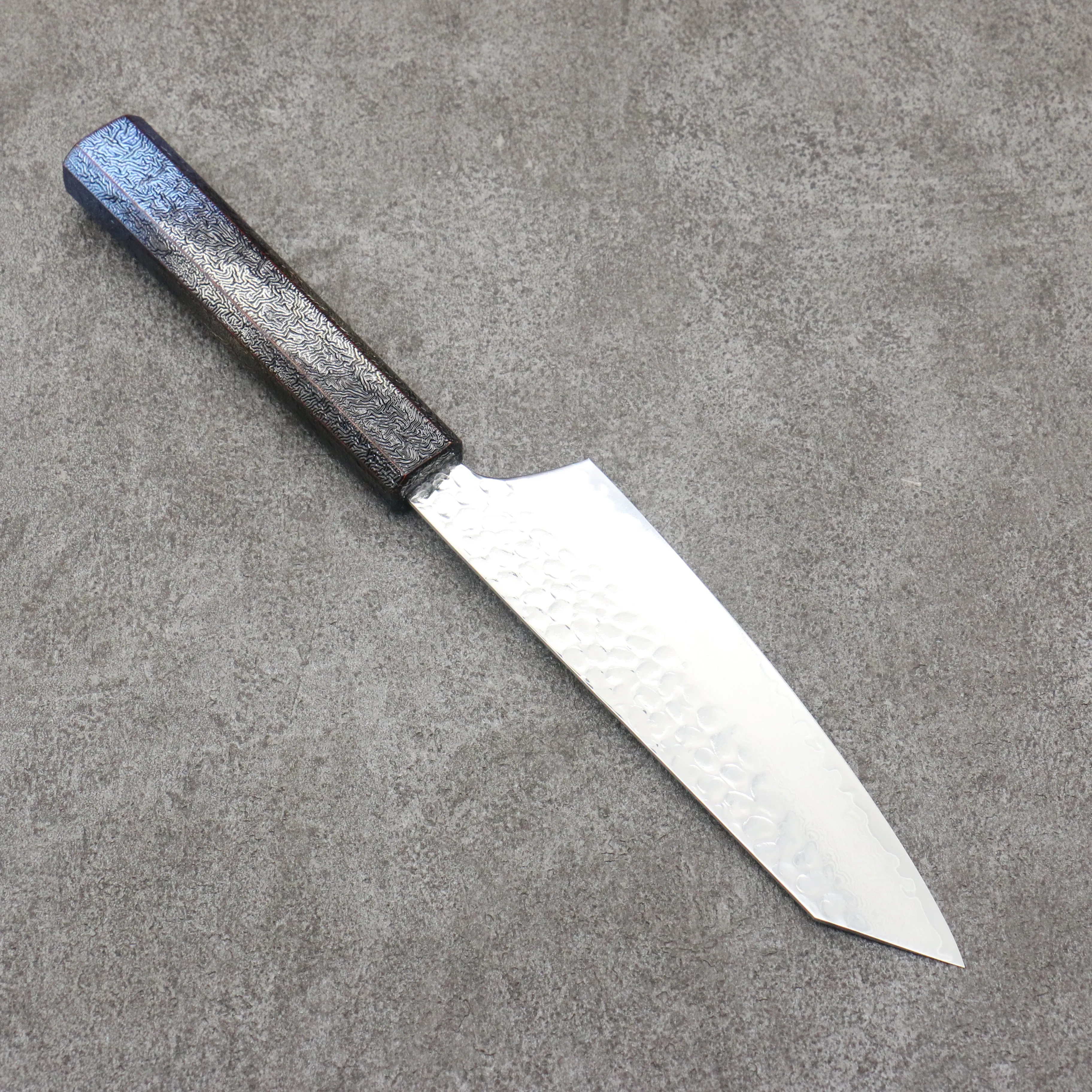 Sakai Takayuki Rinnou VG10 33 Layer Damascus Kengata Santoku 160mm Blue Lacquered Handle