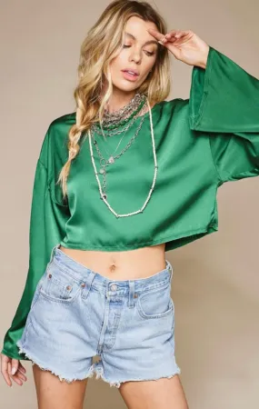 Satin Green Top