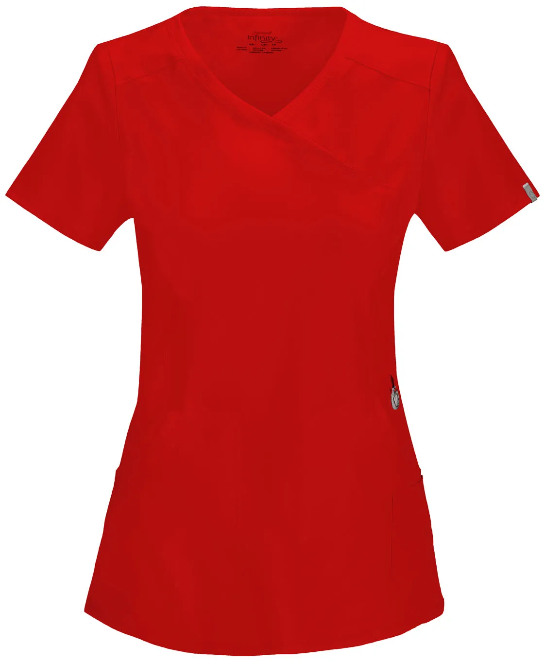 Scrub Top - Cherokee Infinity Women's Mock Wrap Top - Red, 2625A