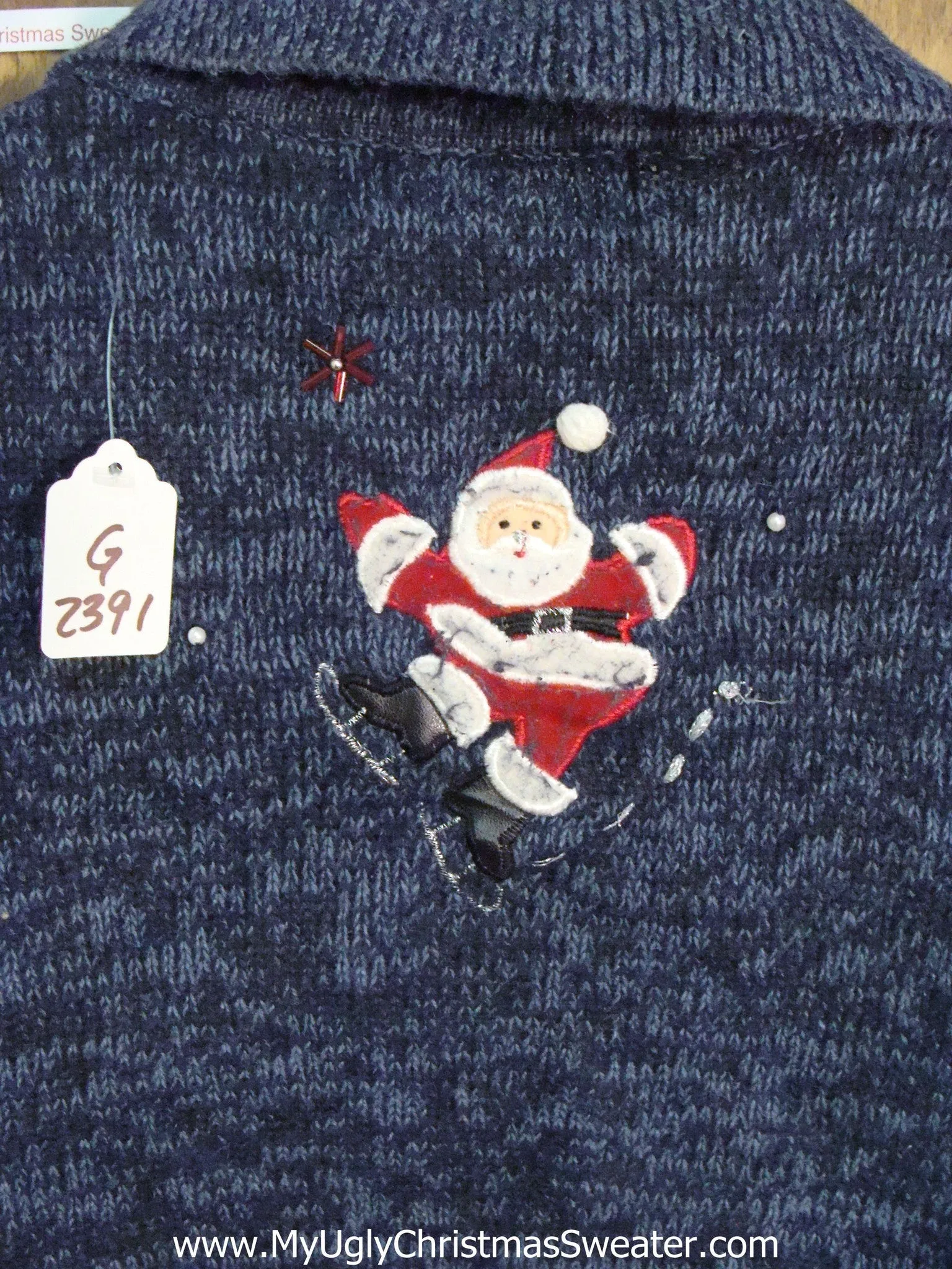 Seven Skating Santas Light Up Ugly Xmas Sweater