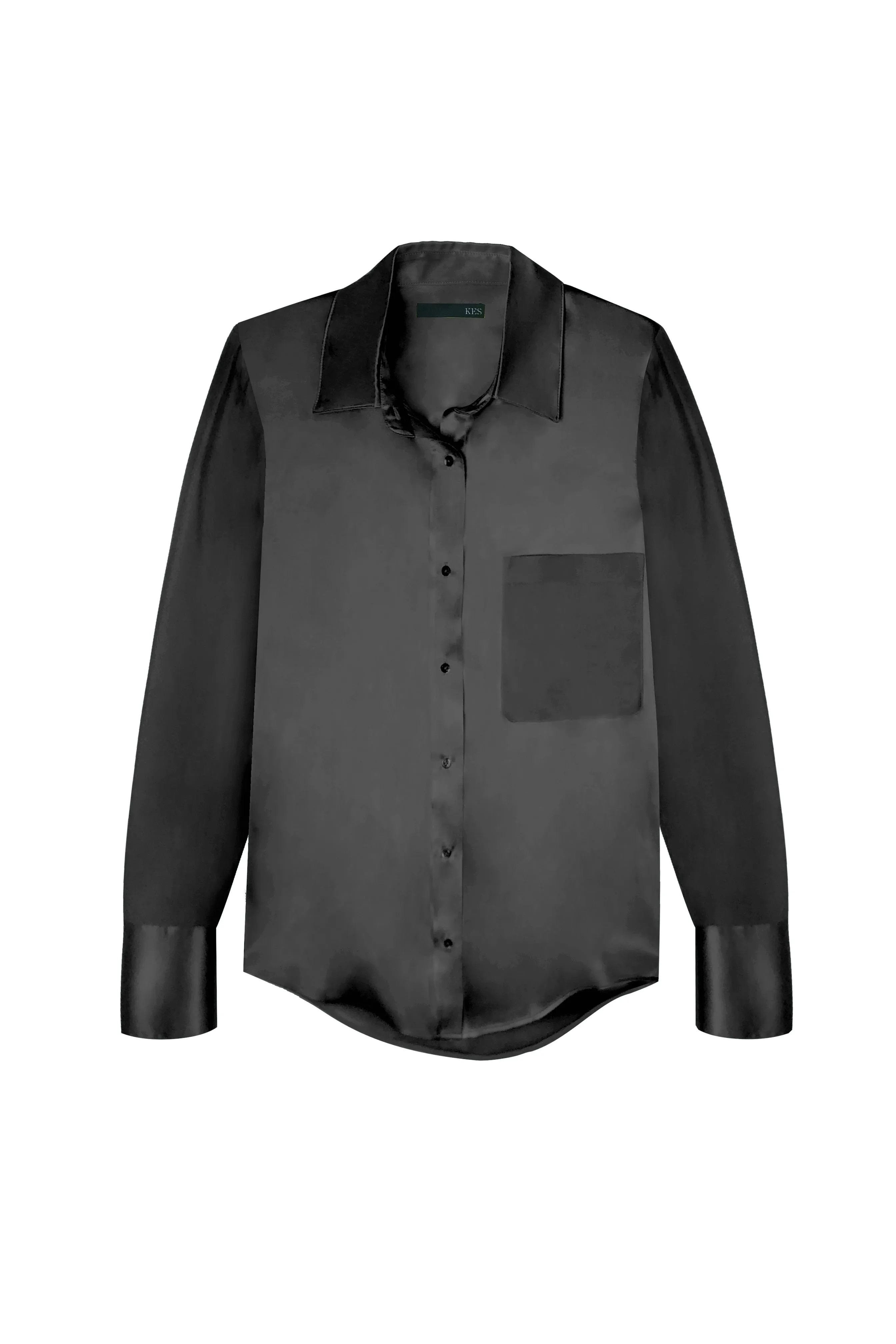 Silk Slim Button Up Shirt - Black