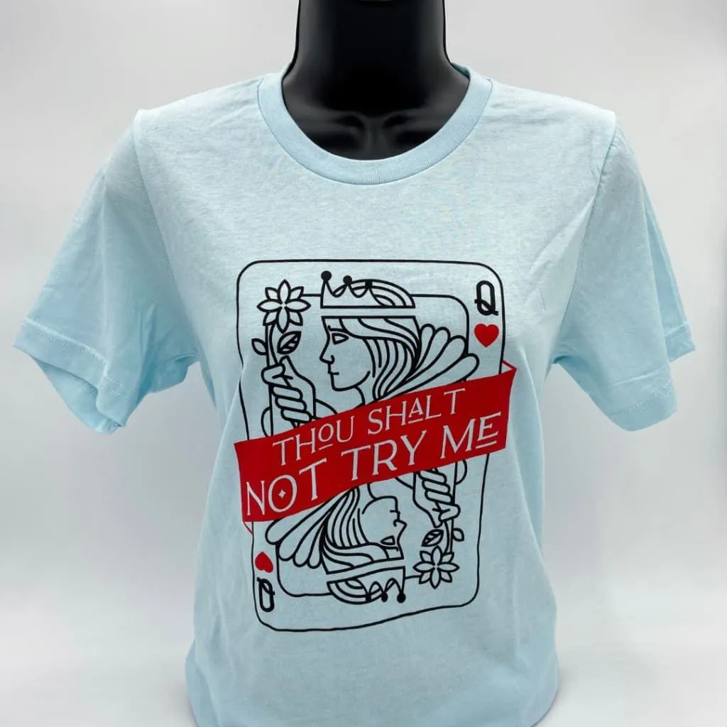 [Sizes Through 3X] Thou Shalt Not Try Me Unisex T-Shirt in Heather Ice Blue Size Small-3XL | Smartass & Sass at GetBullish