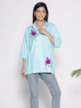 Skyblue Rayon ShirtTop - Frezya