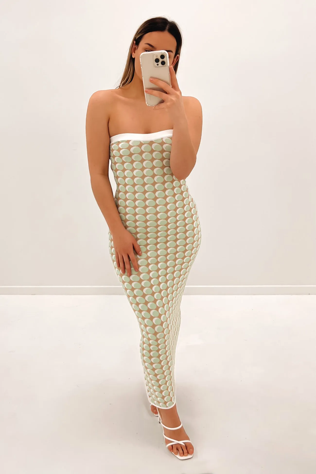 Sol Geo Knit Midi Dress Pistachio Spot