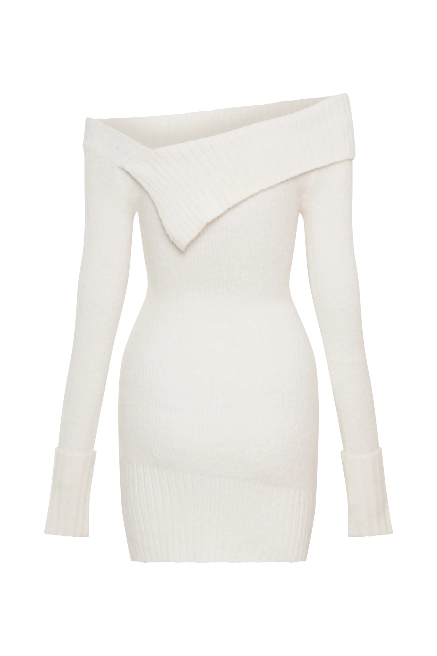 Stephanie Asymmetric Knit Mini Dress - Ivory