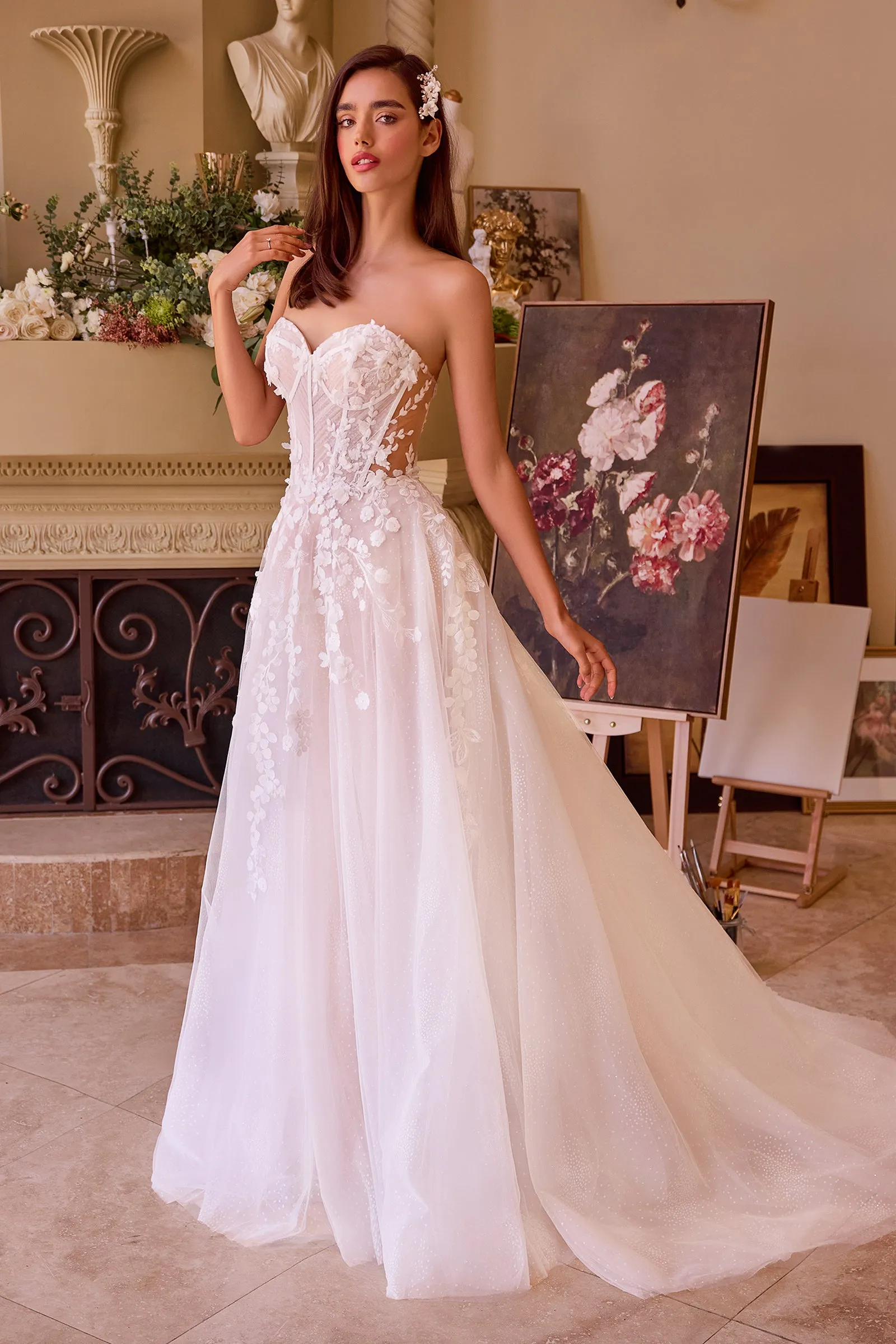 Strapless Long Sleeve Bridal Gown by Ladivine WL032