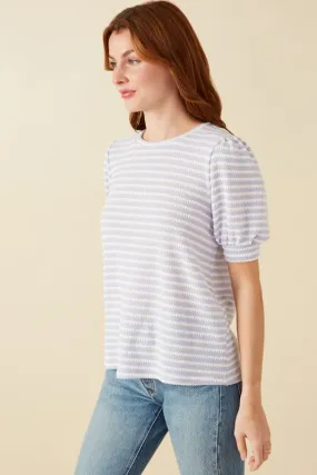 Stripe Textured Puff Sleeve