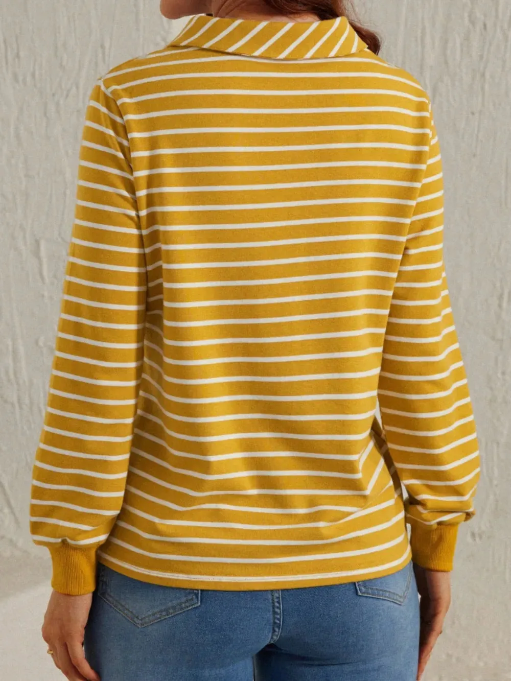 Striped Mustard Button-Up Top