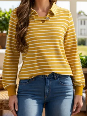 Striped Mustard Button-Up Top