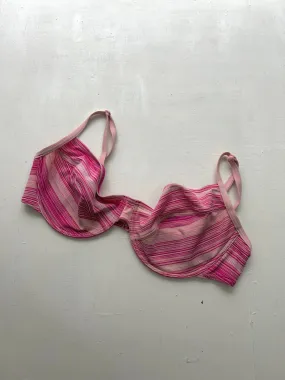 Striped pink y2k vintage adjustable bikini top bra (XL)