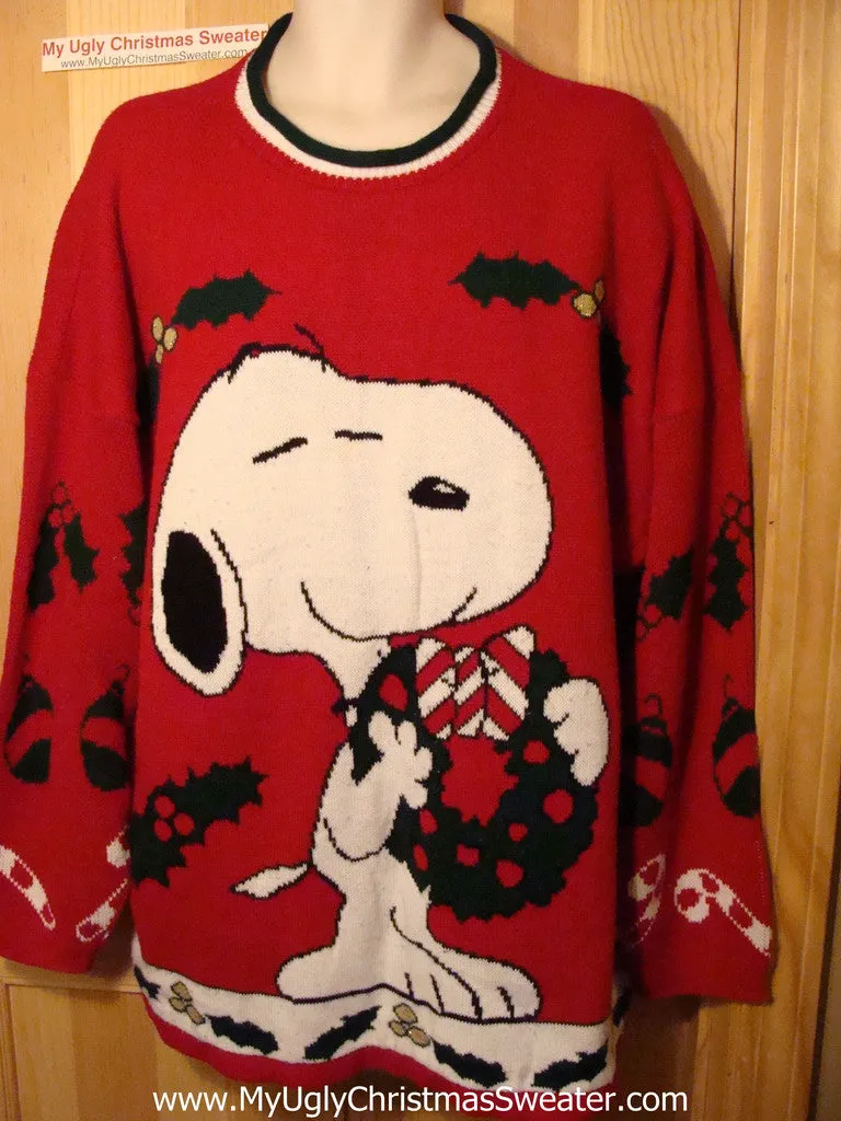 Tacky Ugly Christmas Sweater Snoopy Dog Classic 80s Holy Grail of Ugly Big Mens Size (f64)