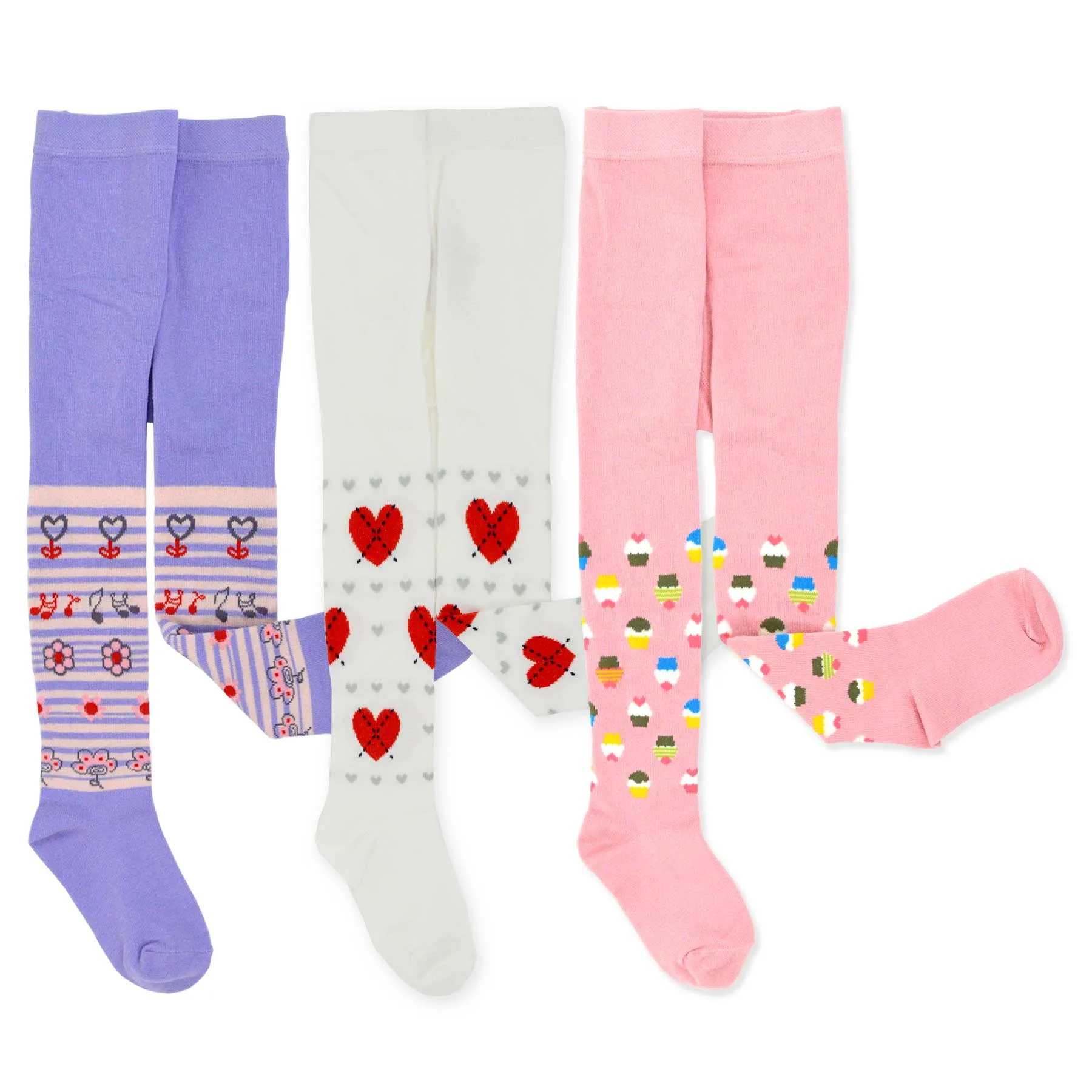 TeeHee Socks Kid's Casual Cotton Tights Cup Cakes 3-Pack (K1606)