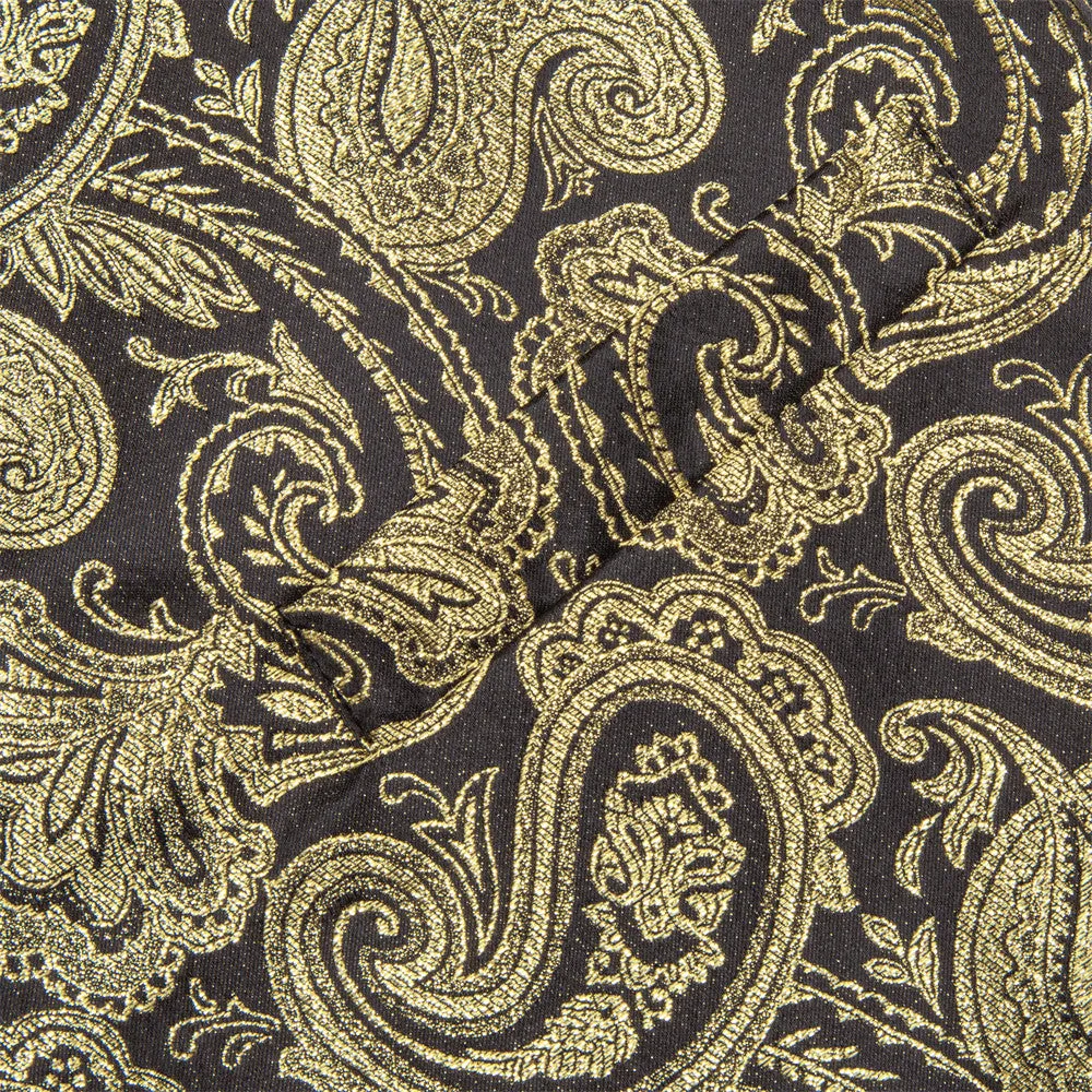 Ties2you BLack Gold Paisley V-Neck Silk Vest Necktie Set