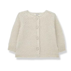 top l/s woven knit - ecru