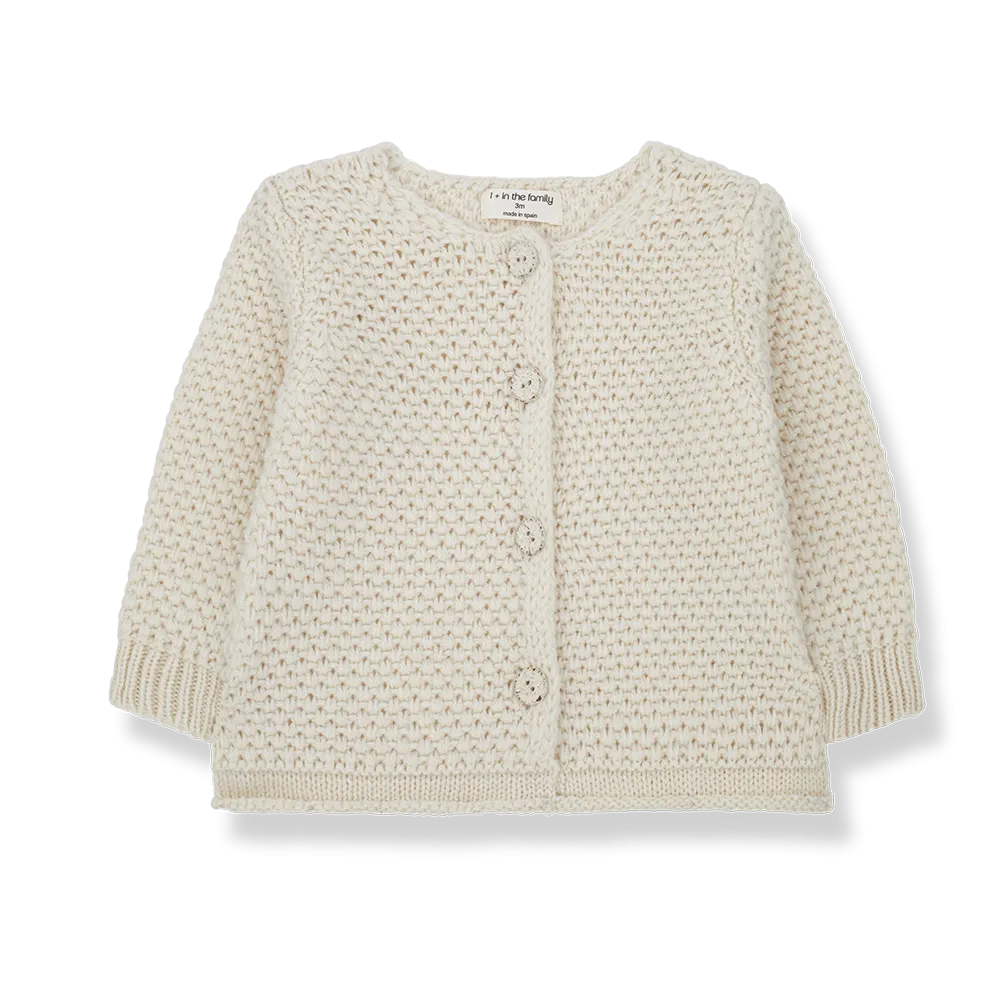 top l/s woven knit - ecru