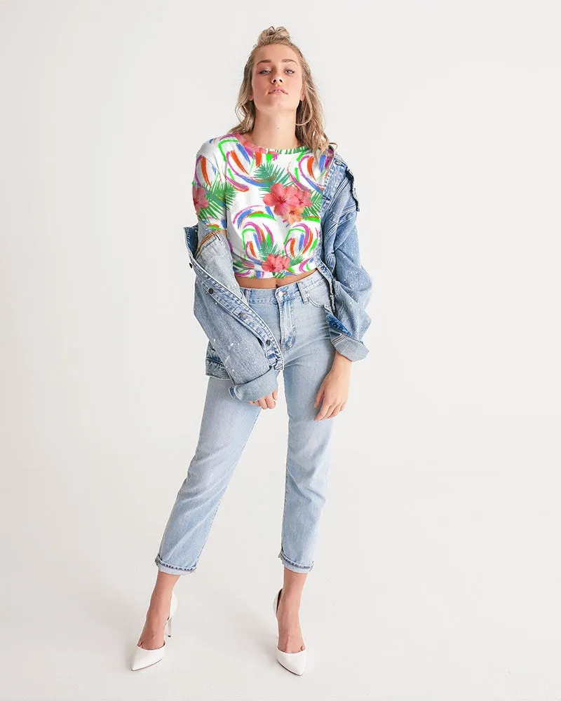 Tropical Hibiscus Twist-Front Crop Top