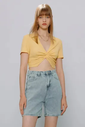 Twist Collar Neck Crop Top